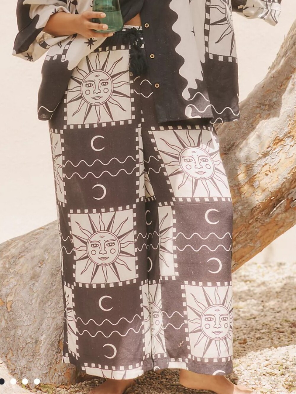 Anthropologie NEW Plus Size 1x: Boho Sun & Moon Wide Leg Pants - Black & White